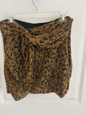 Zara Black and Brown Abstract Tie-Front Mini Skirt